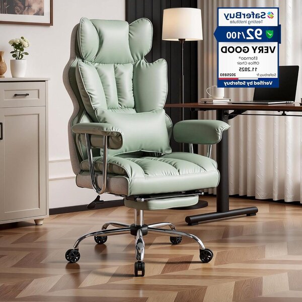 Sedia da ufficio ergonomica - Sedia da ufficio con poggiapiedi - Sedia da ufficio - Sedia da lavoro - Sedia girevole - Verde chiaro