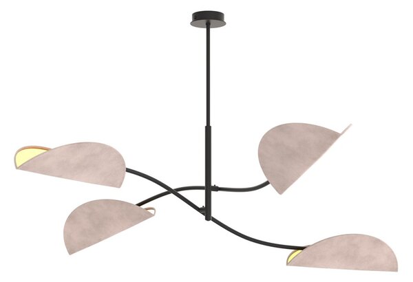 Plafoniera Moderna Ares Acciaio Nero Grigio 4 Luci E14 Ip20