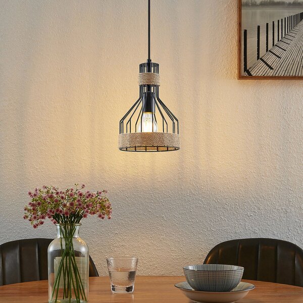 Lampada a sospensione Lindby, Ivaneska, dimmerabile, Nero, Soggiorno, Metallo, Moderno
