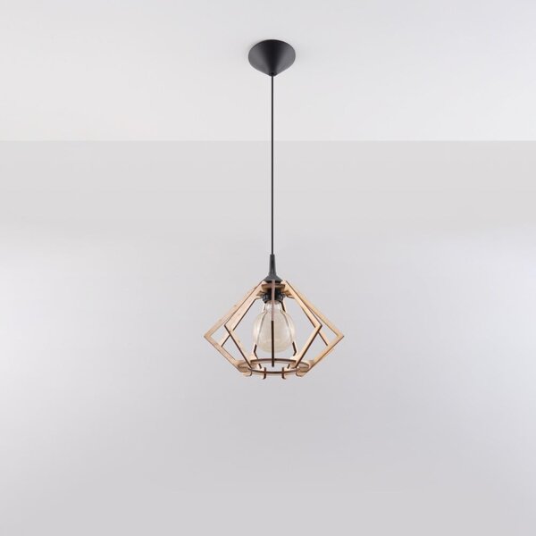 Lampada a sospensione in colore naturale con paralume in legno ø 27,5 cm Toranja - Sollux
