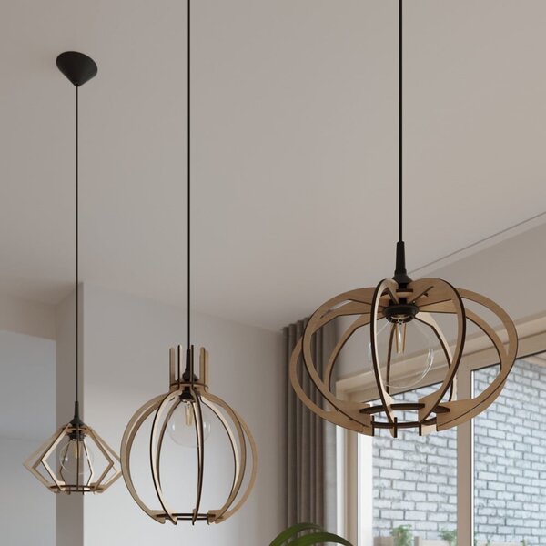 Lampada a sospensione in colore naturale con paralume in legno ø 27,5 cm Toranja - Sollux