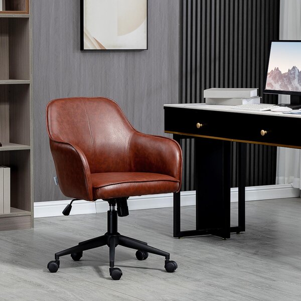 MODFU Sedia da ufficio regolabile in altezza, sedia direzionale in Pelle finta, sedia da lavoro con funzione dondolo, sedia da scrivania, portata fino a 120 kg, marrone