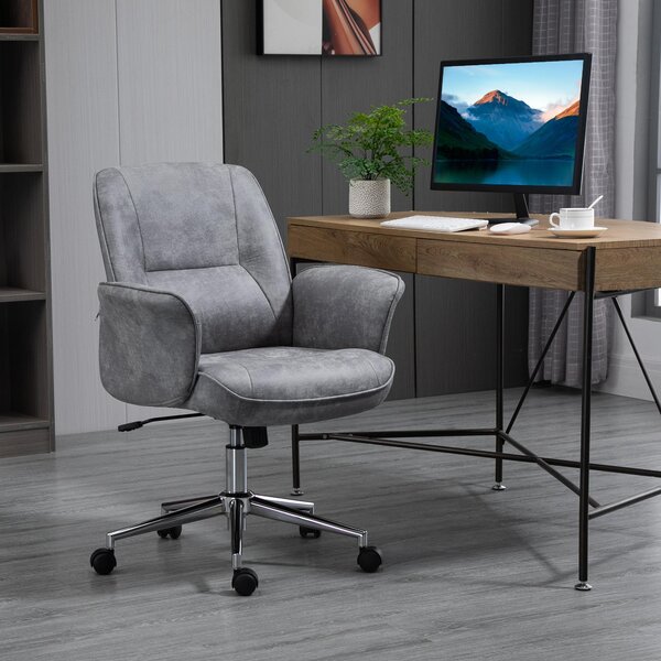 MODFU Sedia ergonomica imbottita per ufficio sedia per computer regolabile in altezza, sedia da scrivania a forma di conchiglia con funzione dondolo, grigio chiaro