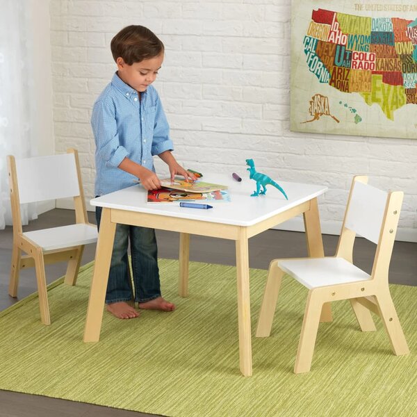 KidKraft Set tavolo e Sedie per Bambini Modern Bianco e Naturale