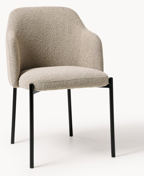 Sedia imbottita in bouclé con braccioli Felicia