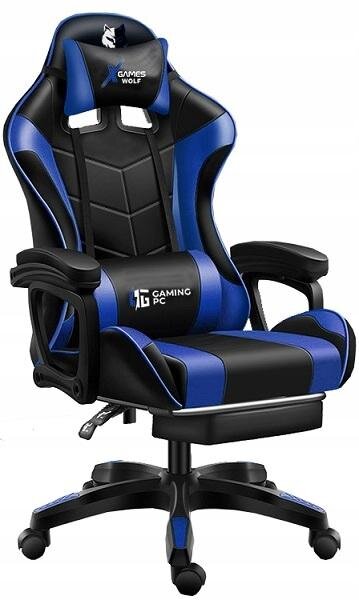 Sedia da gioco confortevole con cuscino massaggiante in nero e blu