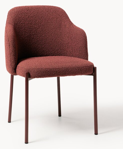 Sedia imbottita in bouclé con braccioli Felicia