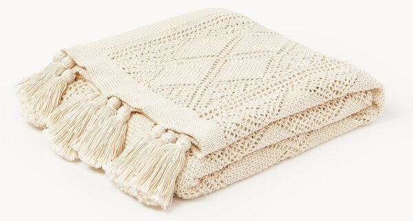 Coperta lavorata a maglia con nappe Sarah