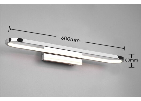 Lampada da parete a LED in argento lucido (lunghezza 60 cm) Gianni - Trio