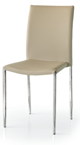 Set di 4 sedie MADELEINE in ecopelle beige con gambe in metallo