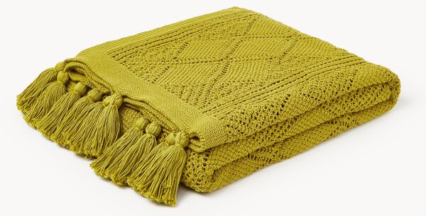 Coperta lavorata a maglia con nappe Sarah