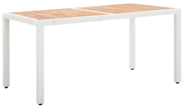 Tavolo da Giardino Bianco 150x90x75 cm in Polyrattan e Acacia