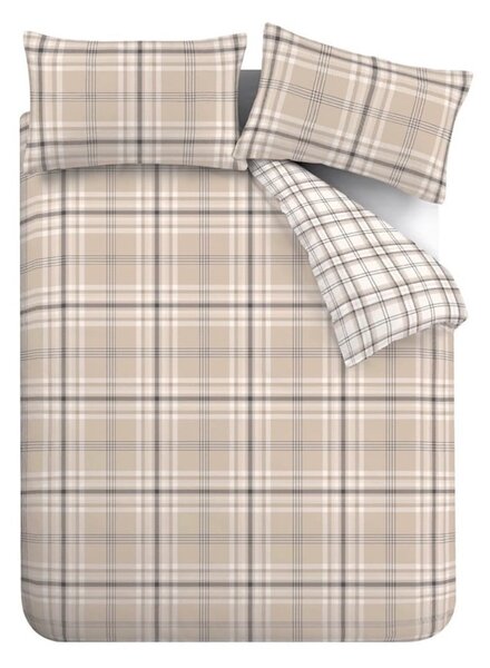 Biancheria da letto singola marrone-beige 135x200 cm Kelso Check - Catherine Lansfield