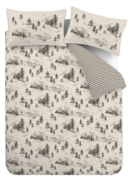 Biancheria da letto in flanella beige per letto singolo 135x200 cm Alpine Vilage - Catherine Lansfield