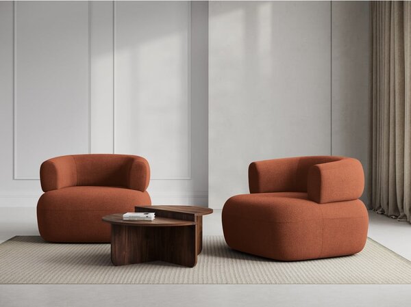 Poltrona in tessuto bouclé color mattone Jenny - Micadoni Home