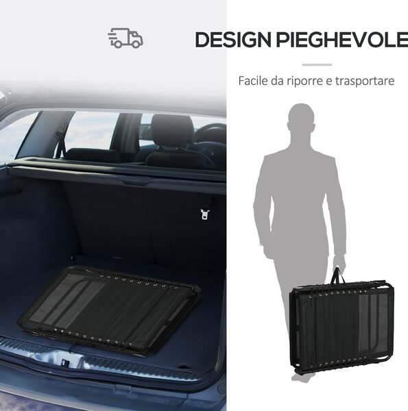 Outsunny Lettino Prendisole Pieghevole con Cuscino, Poggiatesta e Tasca Laterale, 58x189x32.5 cm, Grigio Chiaro