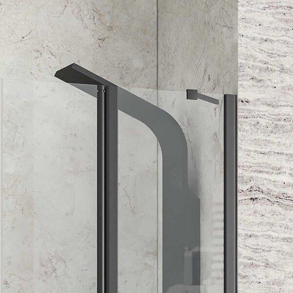 Kamalu porta doccia nera 130 cm doppio battente e ante fisse | kpx7000n