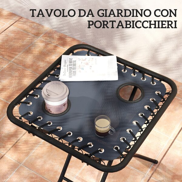 Outsunny Set 2 Sedie Sdraio a Gravità Zero Pieghevoli con Schienale Regolabile e Tavolino, Grigio