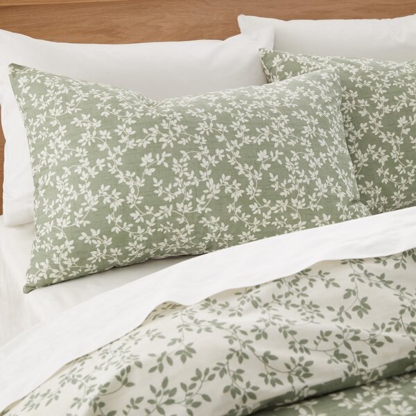 Biancheria da letto in cotone verde per letto matrimoniale 200x200 cm Shadow Leaves - Bianca