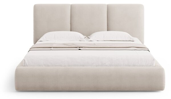 Letto matrimoniale imbottito beige con contenitore con griglia 180x200 cm Brody - Mazzini Beds