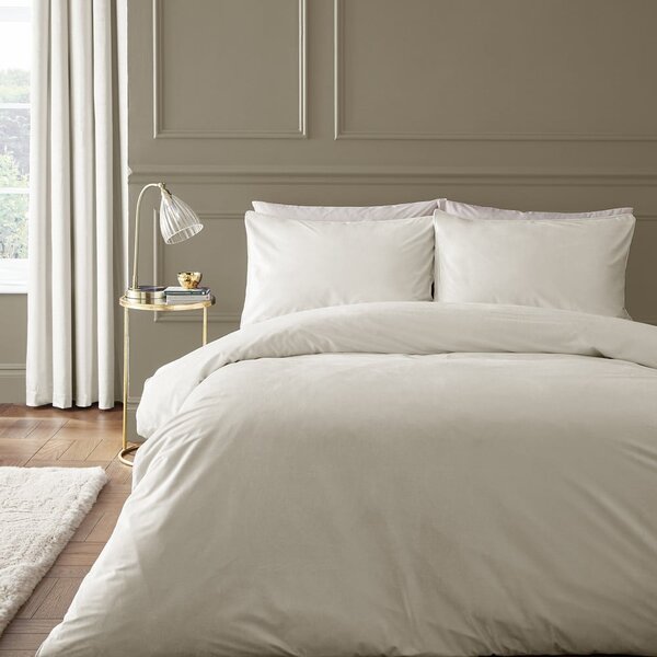 Biancheria da letto singola in velluto crema 135x200 cm Kingsley - Catherine Lansfield