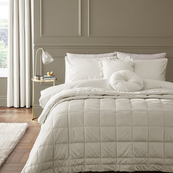 Biancheria da letto singola in velluto crema 135x200 cm Kingsley - Catherine Lansfield