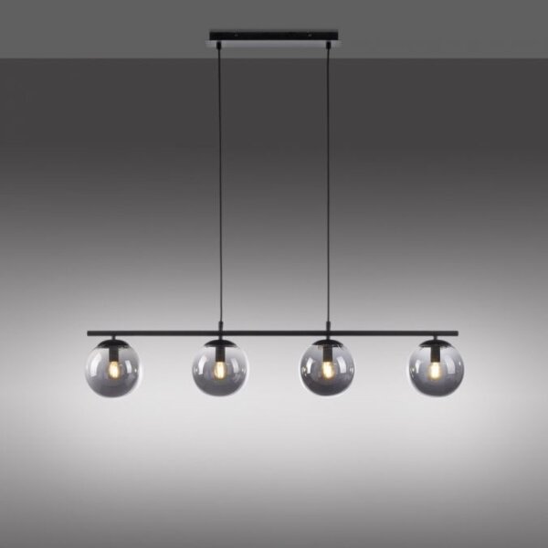 JUST LIGHT. 14604-18 - Lampadario a sospensione con filo WIDOW 4xE14/25W/230V nero