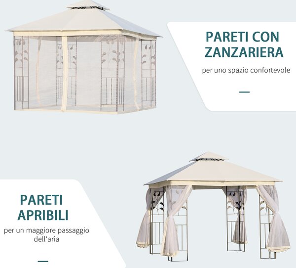 Outsunny Gazebo da Giardino in Tessuto a Rete con Doppio Tettuccio, Impermeabile Anti-UV e Zanzariere, 3x3 m, Bianco | Aosom Italy