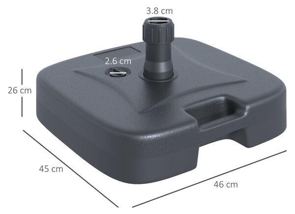 Outsunny Base per Ombrellone Riempibile con Acqua e Sabbia, Carico Massimo 30kg ,HDPE, 46x45x26 cm Nero |Aosom