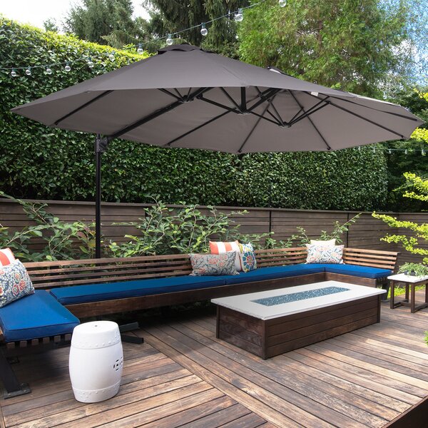 Outsunny Ombrellone Doppio da Giardino in Metallo e Poliestere Anti-UV Impermeabile con Manovella, 440x270x250cm, Grigio|Aosom