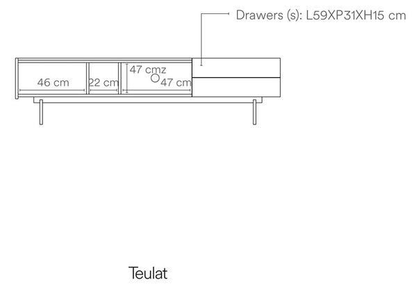 Tavolo TV beige/naturale in rovere 180x45 cm Otto - Teulat