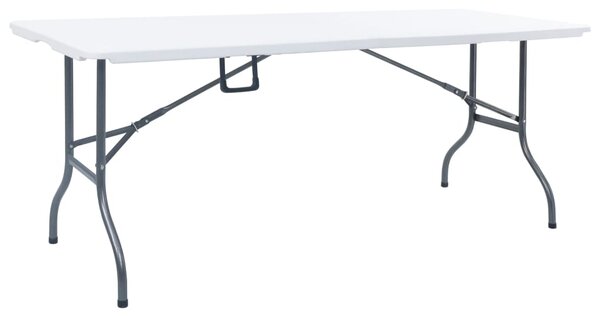 Tavolo da Giardino Pieghevole Bianco 180x72x72 cm in HDPE