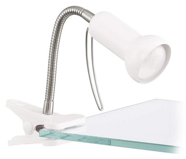 Lampada Da Tavolo Contemporanea Fabio Acciaio Bianco 1 Luce E14 40W