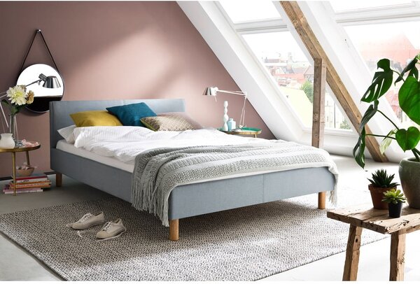 Letto matrimoniale imbottito blu/grigio rete non inclusa 140x200 cm Lena – Meise Möbel