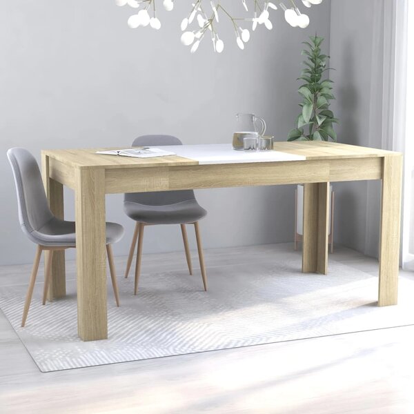 Tavolo da Pranzo Bianco e Rovere Sonoma 160x80x76cm Multistrato