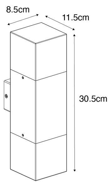 Lampada da parete per esterno nera con paralume opalino a 2 luci IP44 - Danimarca