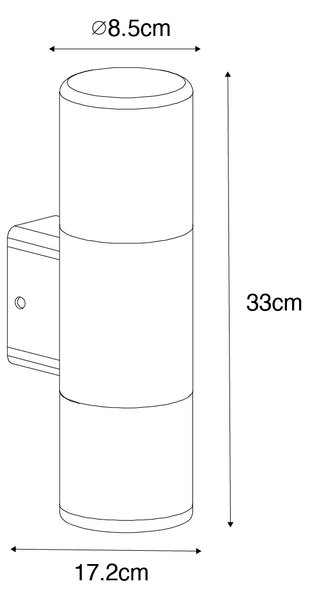 Lampada da parete moderna da esterno nera a 2 luci IP44 - Odense