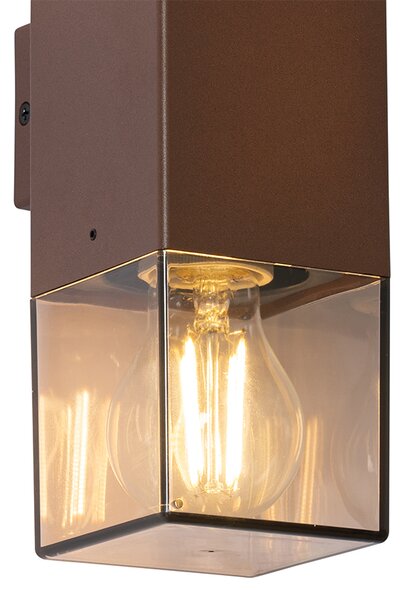 Lampada da parete per esterni marrone ruggine con paralume fumé 2 luci IP44 - Denmark
