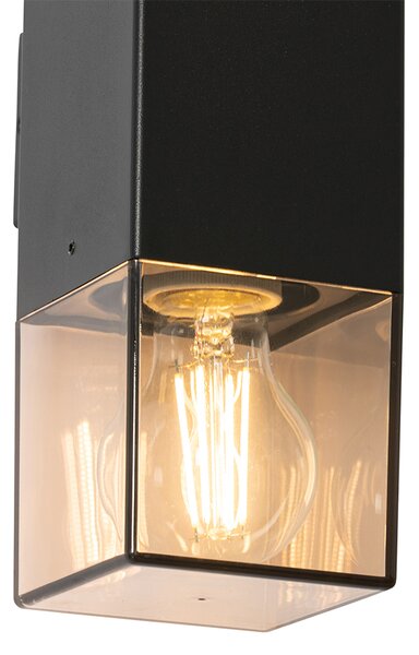 Lampada da parete per esterni nera con paralume fumé 2 luci IP44 - Denmark