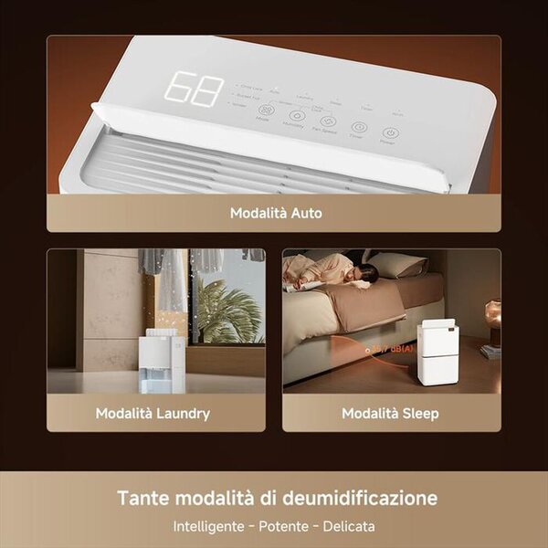 Dreame Deumidificatore DREAME 20L/24h serbatoio 2,5L controllo elettronico app Dreamehome antibatterico plasma bianco - DD20VIM