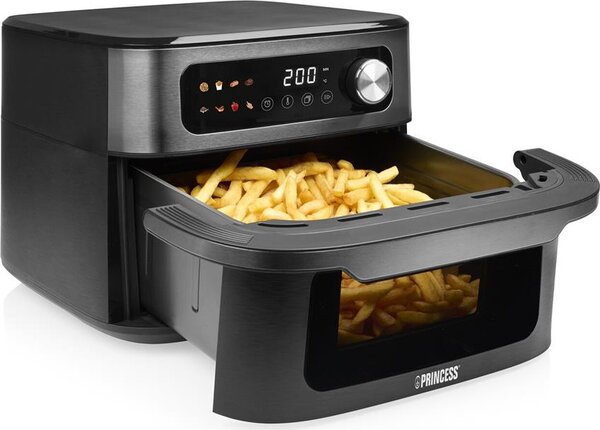 PRINCESS Friggitrice ad Aria 10 Litri Potenza 1700W con Timer e Termostato Regolabile colore Nero/Inox MaxiCrisp - 182480