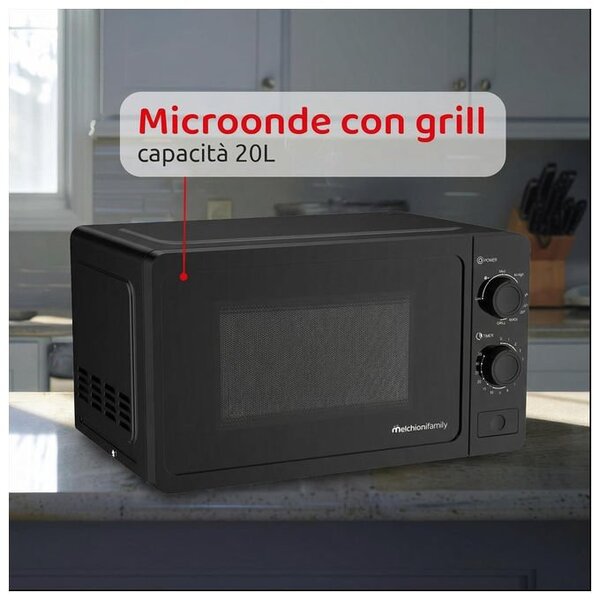 Melchioni Forno Microonde Combinato con Grill Capacit 20 Litri Potenza 800 Watt con Timer colore Nero - 118380040 Onda