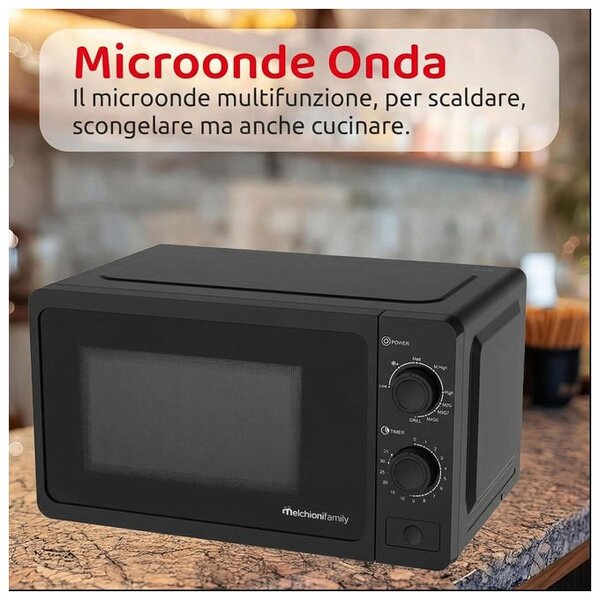 Melchioni Forno Microonde Combinato con Grill Capacit 20 Litri Potenza 800 Watt con Timer colore Nero - 118380040 Onda