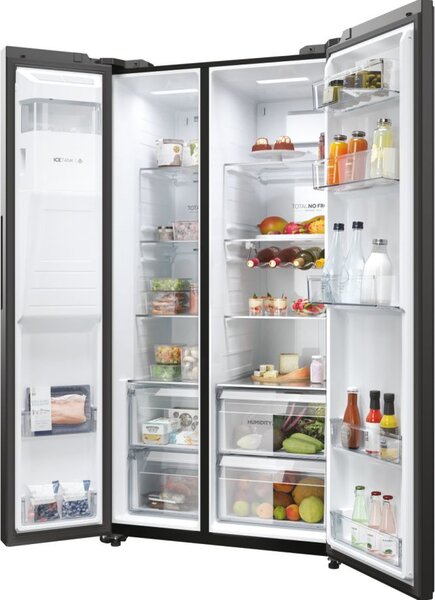 Haier Frigorifero Americano Side by Side 601 Litri Classe E No Frost colore Nero SBS 90 Serie 5 - HSW59F18EIPT