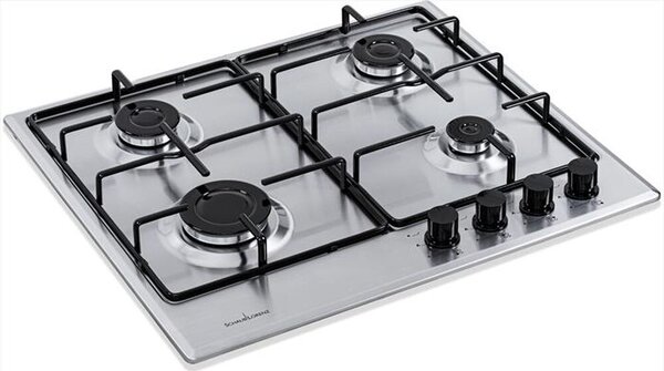 SCHAUB LORENZ Piano Cottura 4 Fuochi a Gas da Incasso Larghezza 58 cm Griglie Smaltate colore Acciaio Inox - SSPC640XF