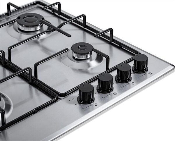 SCHAUB LORENZ Piano Cottura 4 Fuochi a Gas da Incasso Larghezza 58 cm Griglie Smaltate colore Acciaio Inox - SSPC640XF