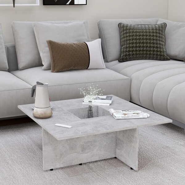 Tavolino da Salotto Grigio Cemento 79,5x79,5x30 cm Multistrato