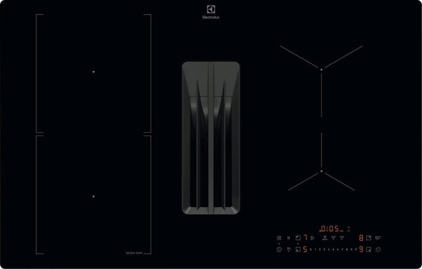 Electrolux Piano Cottura a Induzione con Cappa Integrata Aspirante 4 Fuochi Larghezza 80 cm colore Nero - KCC83410CK