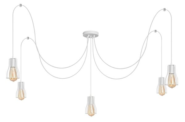 Lampadario a sospensione con filo TUBE LONG 5xE27/10W/230V bianco