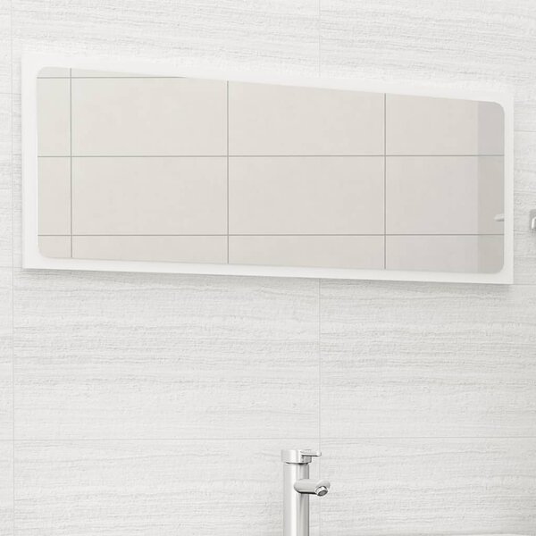 Specchio da Bagno Bianco Lucido 100x1,5x37 cm Legno Multistrato